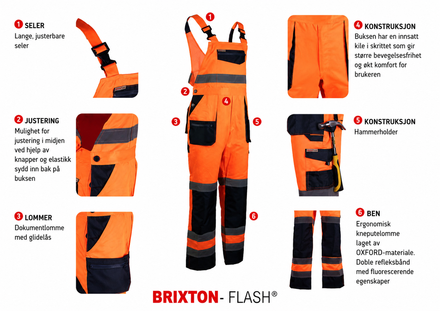 BRIXTON FLASH – Høysyns snekkerbukse med marineblå kontrast