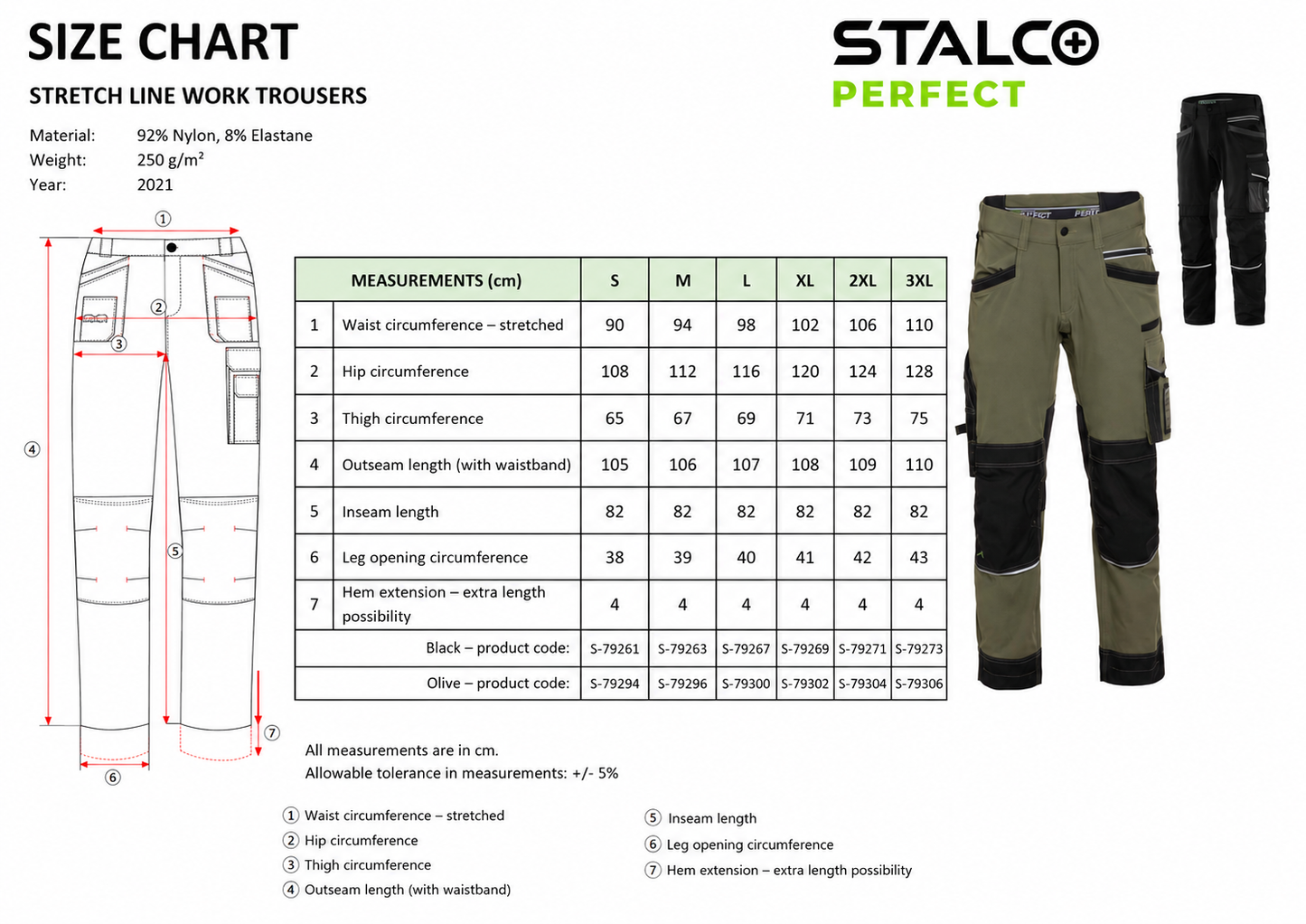 STRETCH LINE arbeidsbukse - svart - STALCO PERFECT S-79261