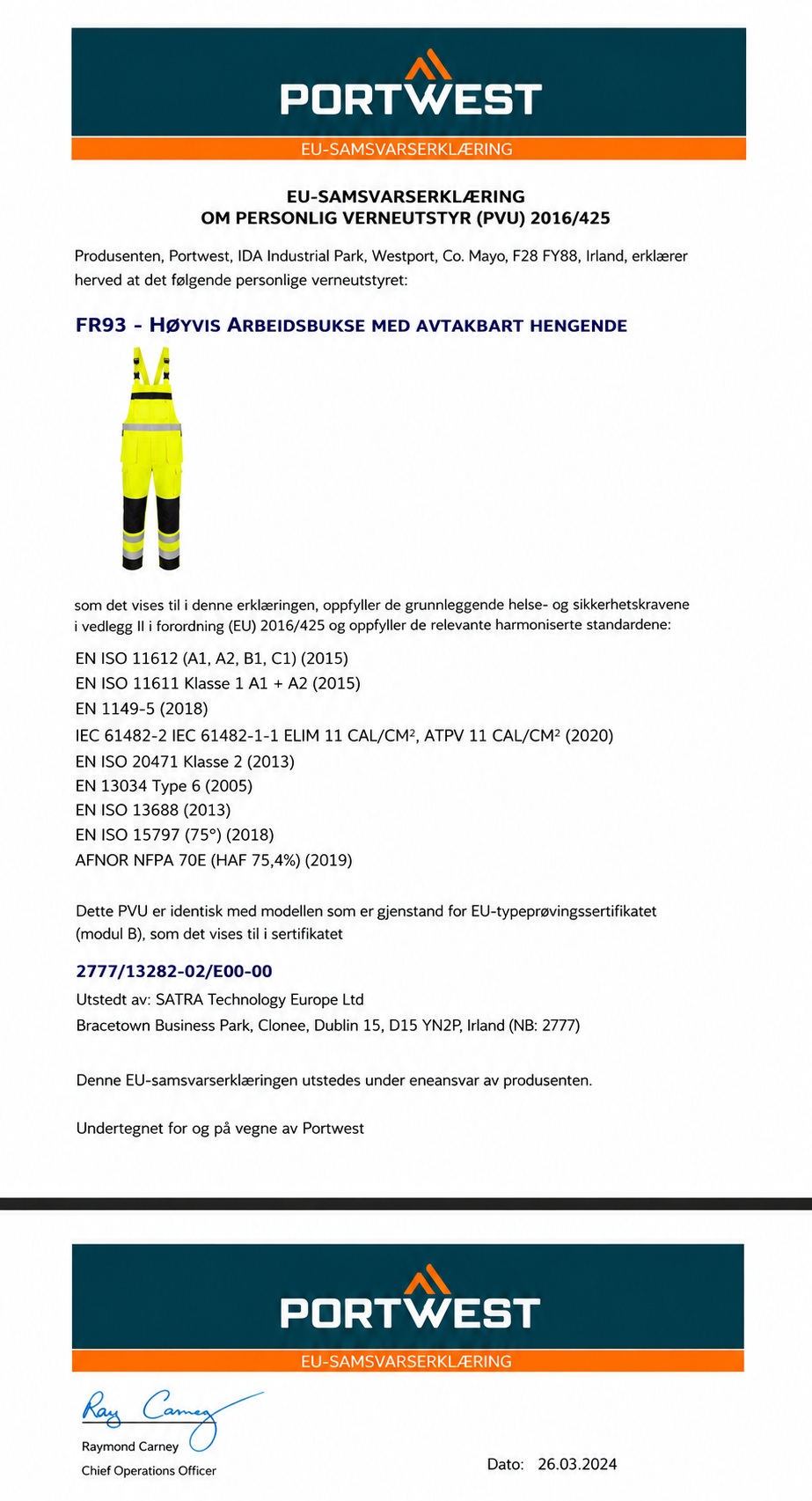 FR63 – Hi-Vis Multinorm Selebukse