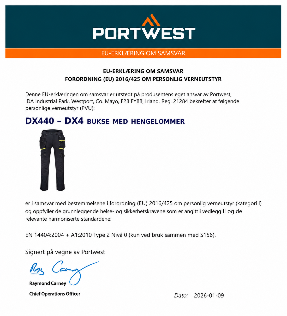 DX4 bukse med hengelommer – svart (DX440)