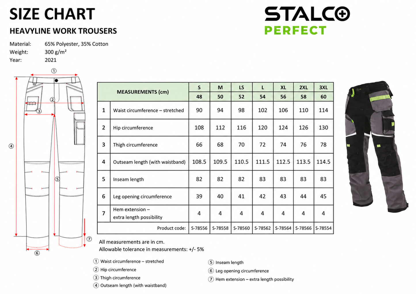 HEAVY LINE arbeidsbukse – grå - STALCO PERFECT S-78556