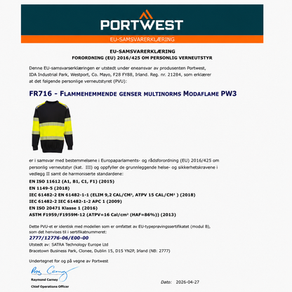 FR716 – PW3 Hi-Vis FR Klasse 1 Genser