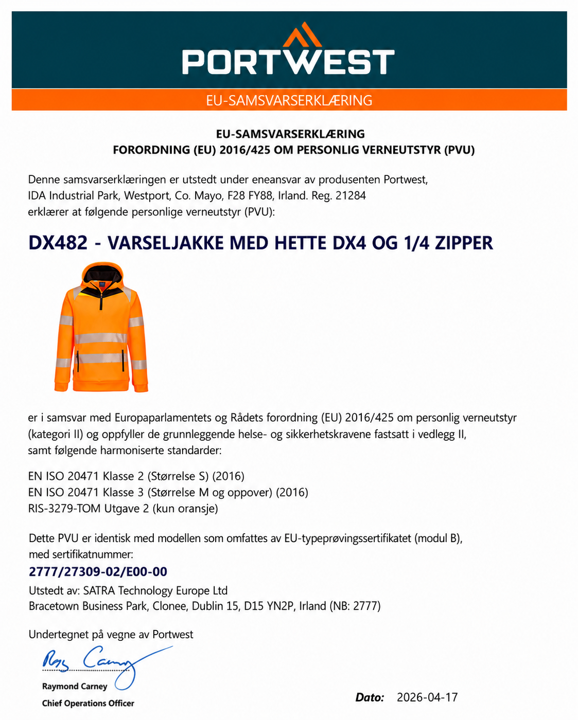 DX482 – DX4 VARSEL HETTEGENSER MED 1/4 GLIDELÅS GUL/ORANSJE