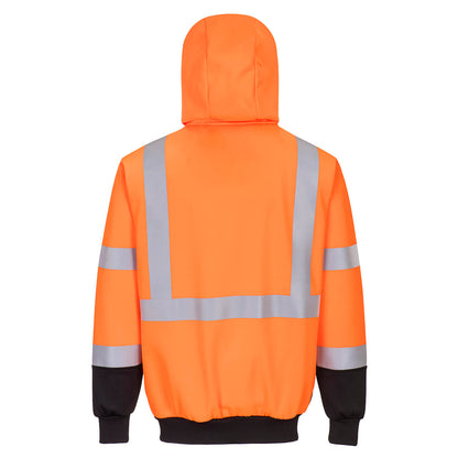 B315 – Hi-Vis hettegenser med glidelås – oransje/svart