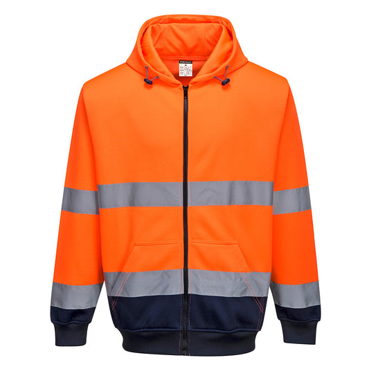 B317 - Hettejakke med glidelås – oransje/marineblå