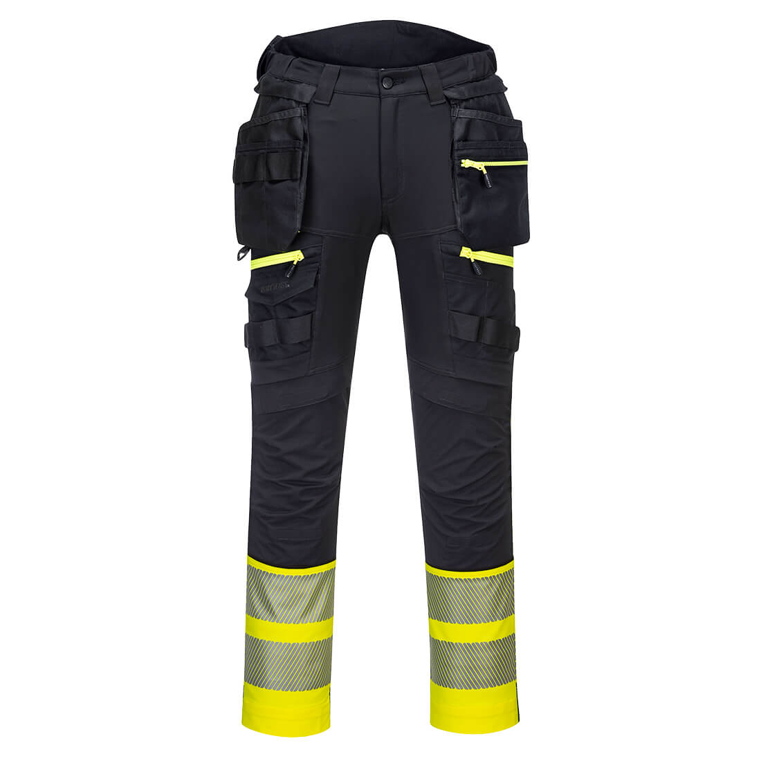 DX445 – Hi-Vis arbeidsbukse Klasse 1 DX4 med hengelommer – svart/gul