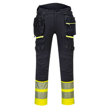 DX445 – Hi-Vis arbeidsbukse Klasse 1 DX4 med hengelommer – svart/gul
