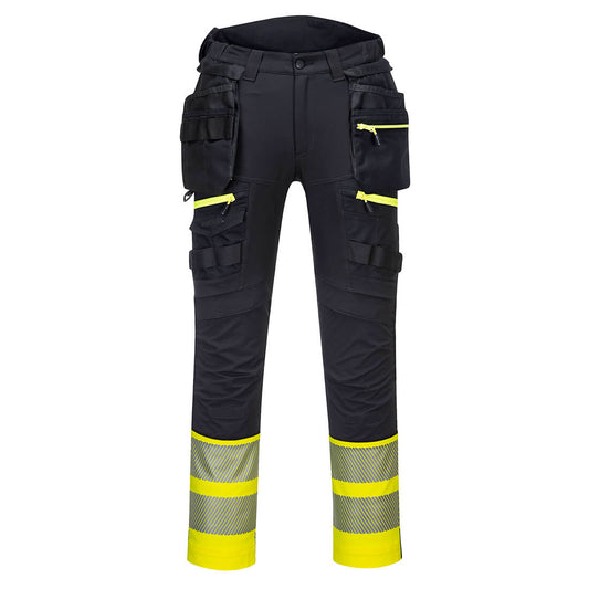 DX445 – Hi-Vis arbeidsbukse Klasse 1 DX4 med hengelommer – svart/gul