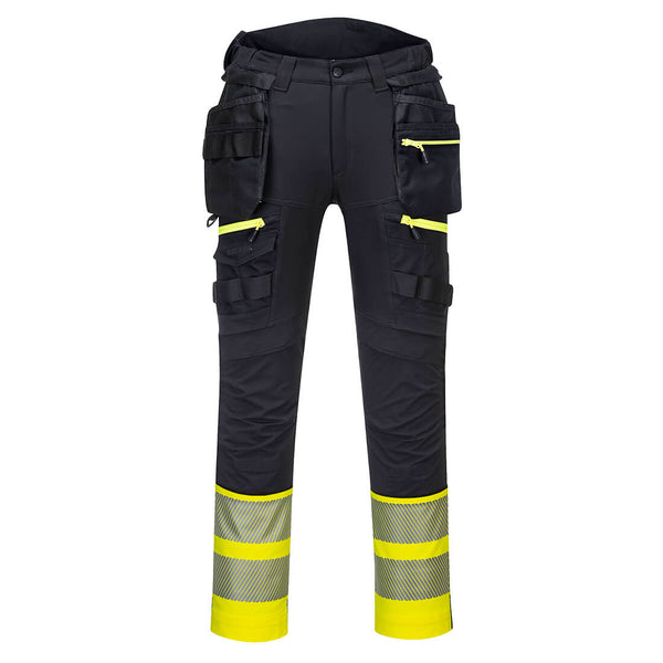 DX445 – Hi-Vis arbeidsbukse Klasse 1 DX4 med hengelommer – svart/gul