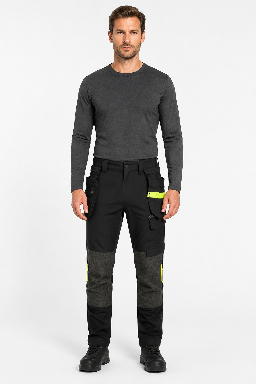 EV4 elastisk arbeidsbukse med hengelommer – svart (EV440)