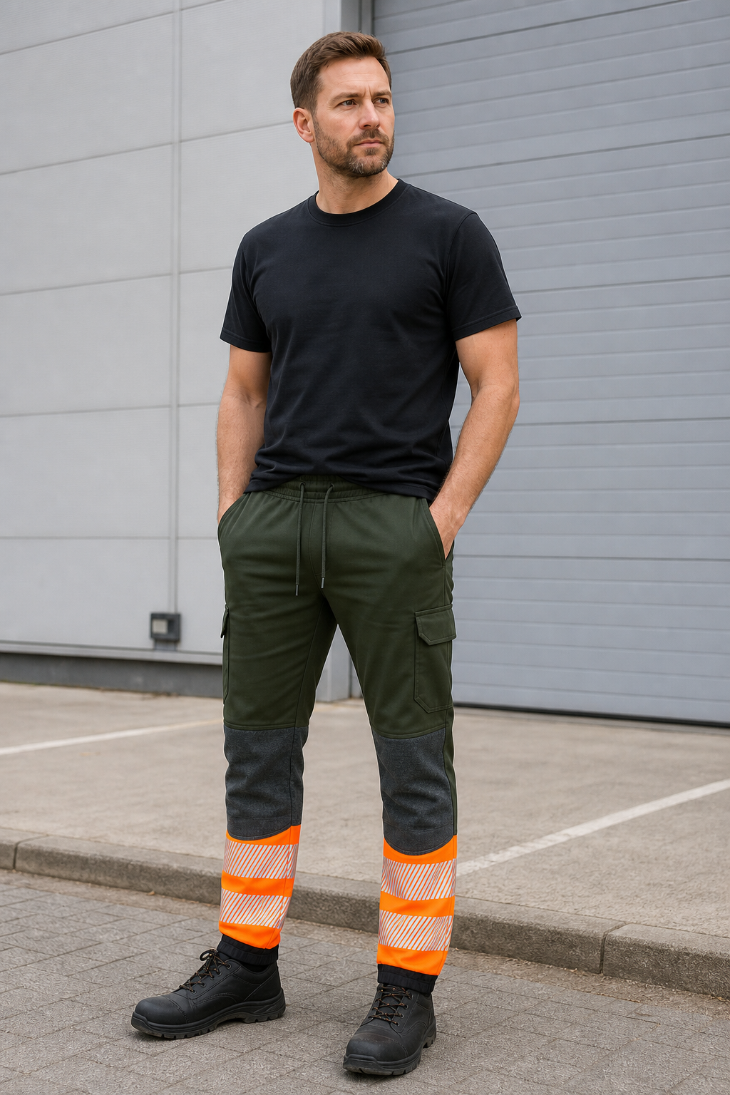 KX341 – Hi-Vis Arbeidsbukse KX3 Flexi Klasse 1 – svart/oransje