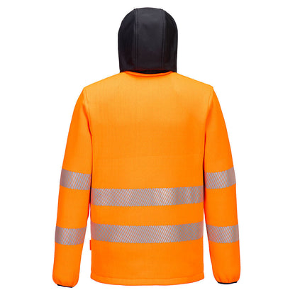 PW335 – PW3 Hi-Vis fleecejakke med hette – oransje/gul