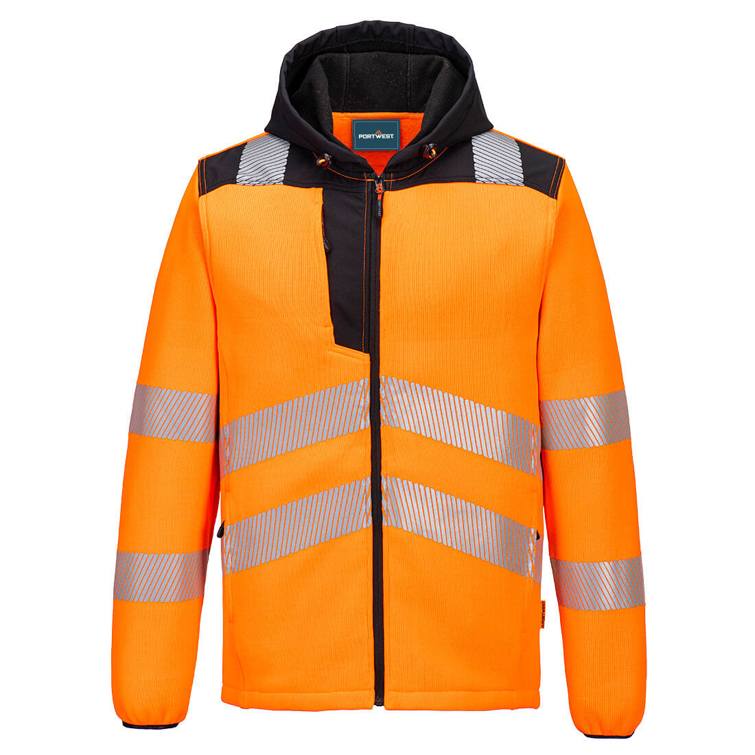 PW335 – PW3 Hi-Vis fleecejakke med hette – oransje/svart
