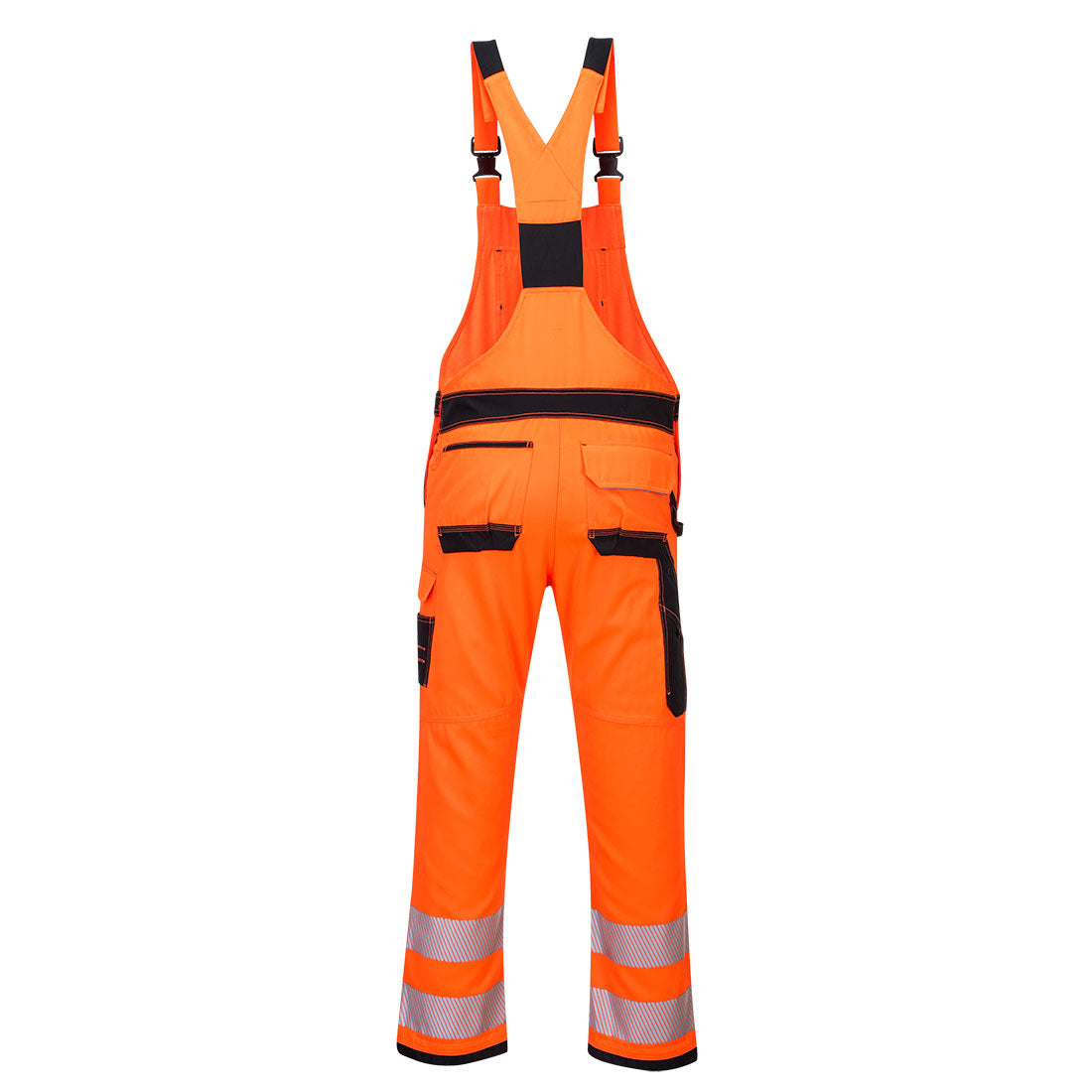 PW344 – PW3 Hi-Vis smekkedress / arbeidsbukse med seler – oransje/svart