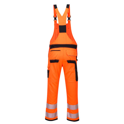 PW344 – PW3 Hi-Vis smekkedress / arbeidsbukse med seler – oransje/svart