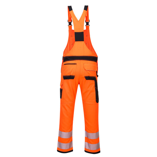PW344 – PW3 Hi-Vis smekkedress / arbeidsbukse med seler – oransje/svart