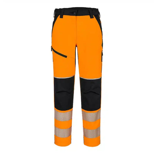 T141 – Elastiske Hi-Vis arbeidsbukse dame PW3 – oransje/svart