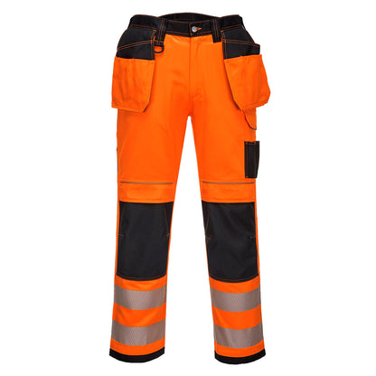 PW3 Hi-Vis arbeidsbukse med hengelommer – oransje/svart (T501)