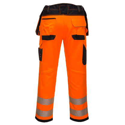PW3 Hi-Vis arbeidsbukse med hengelommer – oransje/svart (T501)