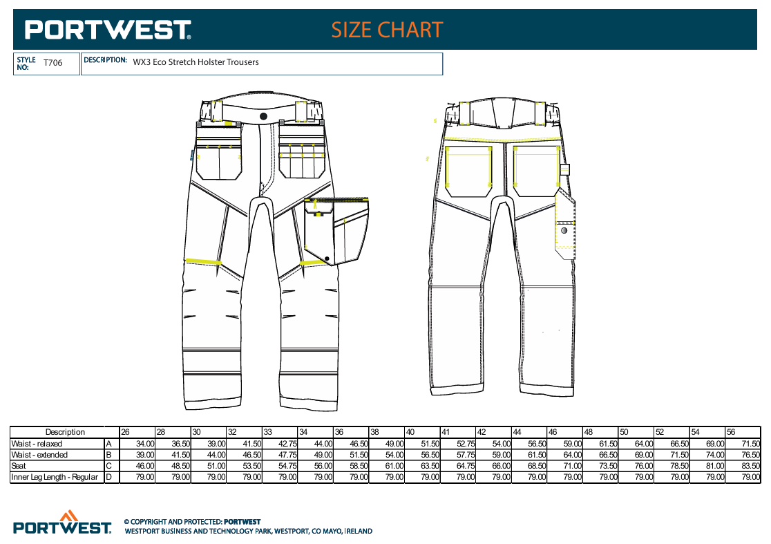 T706 – Bukse med hengelommer WX3 Eco Stretch