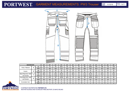 PW3 Hi-Vis arbeidsbukse med hengelommer – oransje/svart (T501)