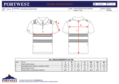DX412 – Hi-Vis Polo DX4 – oransje/svart