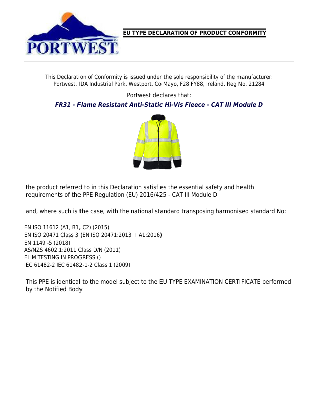 FR31 – FR Modaflame Anti-Statisk Hi-Vis Fleece