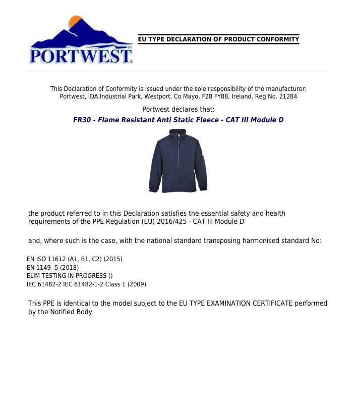 FR30 – FR Modaflame Anti-Statisk Fleece