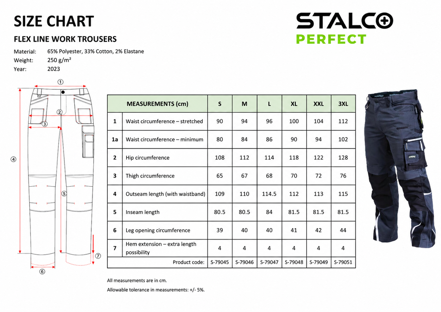 FLEX LINE arbeidsbukse – grå - STALCO PERFECT S-79045