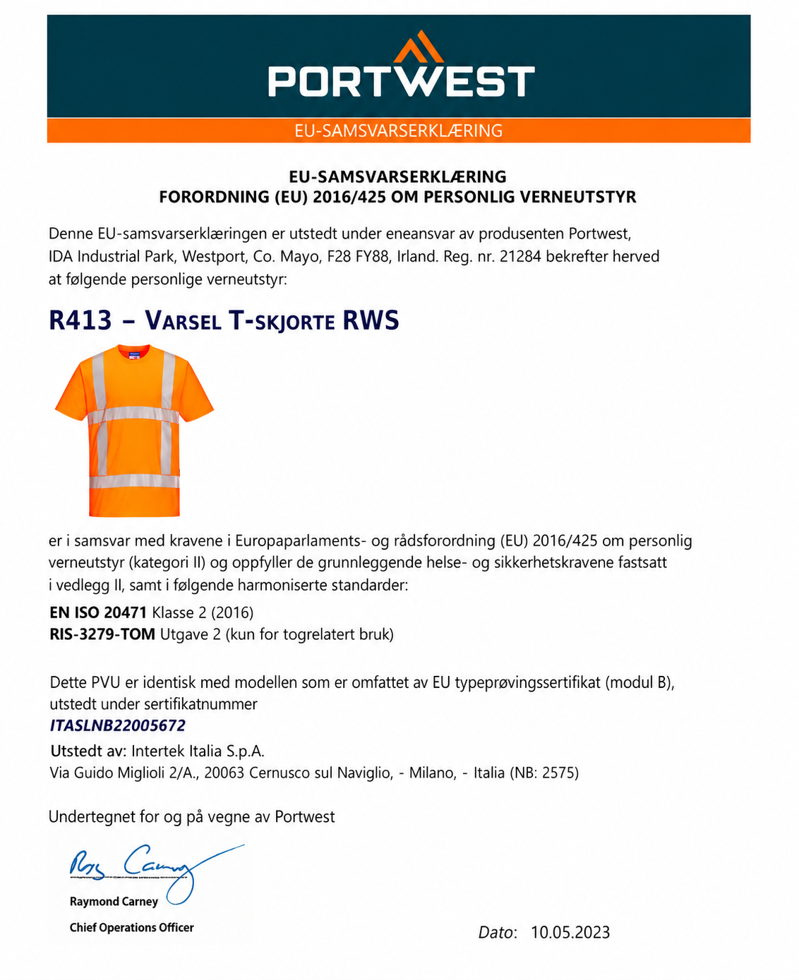 R413 - RWS T-Skjorte Oransje
