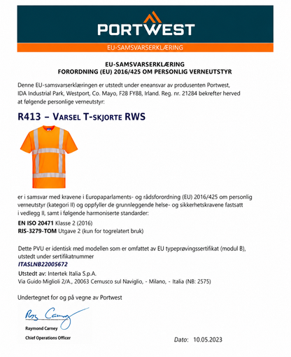 R413 - RWS T-Skjorte Oransje