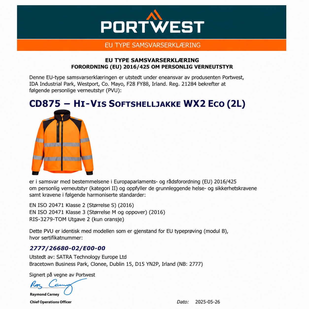 Hi-Vis Softshelljakke WX2 Eco – oransje/svart (CD875)