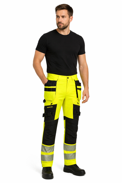 DX442 – Hi-Vis arbeidsbukse DX4 med avtakbare hengelommer – oransje/gul