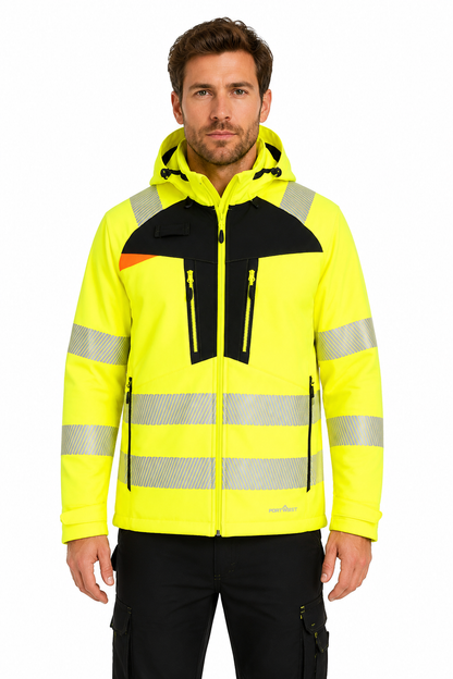 Hi-Vis Softshelljakke DX4 – oransje/svart (DX475)