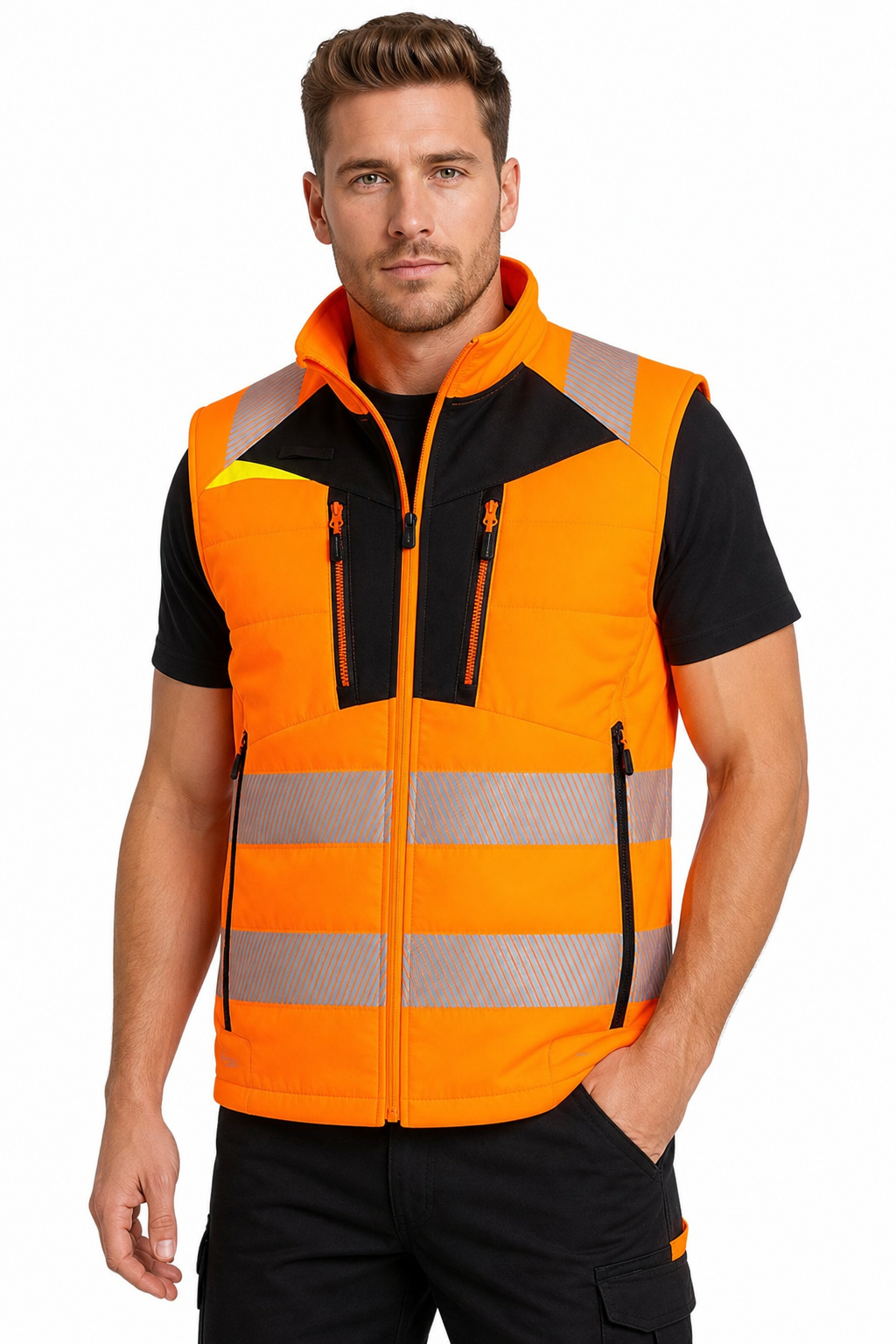 DX479 – Hi-Vis Softshell Vest DX4 – oransje/svart