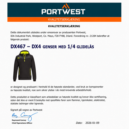 DX467 – DX4 Genser med 1/4 glidelås – svart