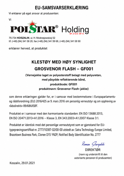 GROSVENOR FLASH Refleksjakke – Polyester/PU