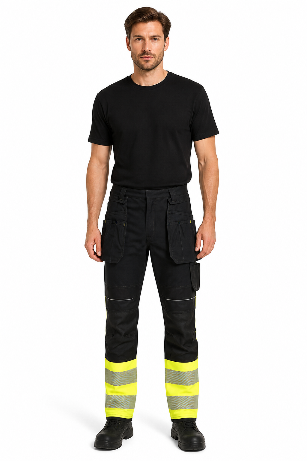 FR416 – Flammehemmende og antistatiske Hi-Vis Arbeidsbukser Modaflame PW3 Klasse 1 – gul/svart