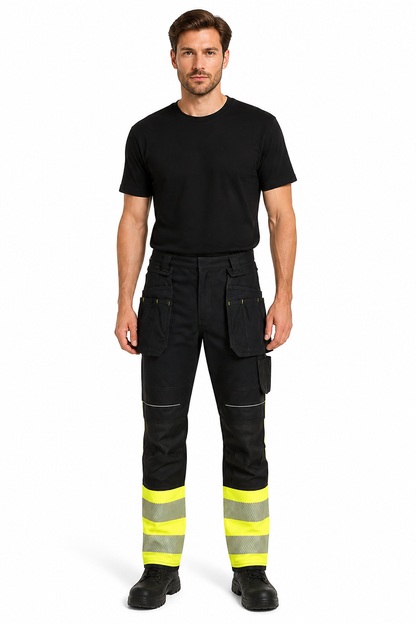 FR416 – Flammehemmende og antistatiske Hi-Vis Arbeidsbukser Modaflame PW3 Klasse 1 – gul/svart