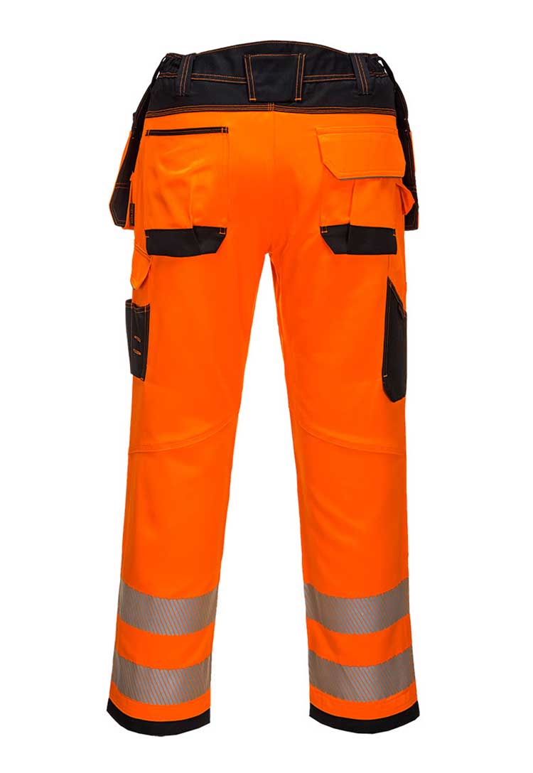 PW3 Hi-Vis arbeidsbukse med hengelommer – oransje/svart (T501)