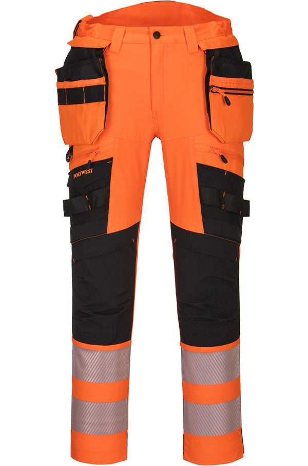 DX442 – Hi-Vis arbeidsbukse DX4 med avtakbare hengelommer – oransje/svart