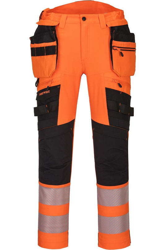 DX442 – Hi-Vis arbeidsbukse DX4 med avtakbare hengelommer – oransje/svart
