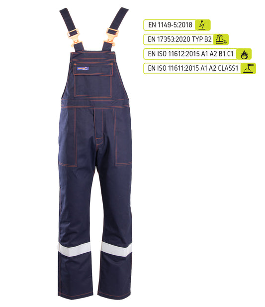 PROFFLAM ANTISTATIC Arbeidsbukse med seler og refleks (Kat. II)