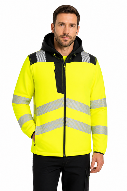 PW335 – PW3 Hi-Vis fleecejakke med hette – oransje/gul