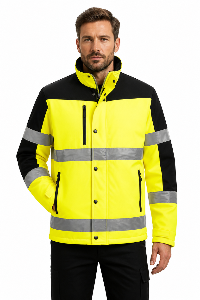 Hi-Vis Softshelljakke 3-lags – gul/svart (S429)